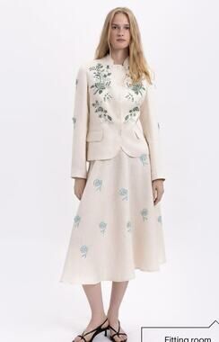 ETNODIM Linen embroidered jacket of milk color Adoxa S